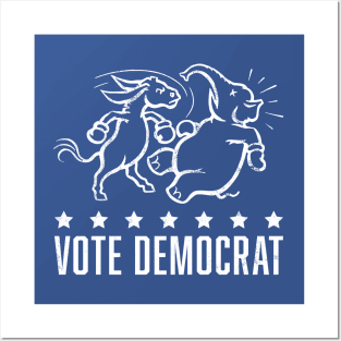 Vintage 1950's Vote Democrat Boxing Donkey (White) Posters and Art